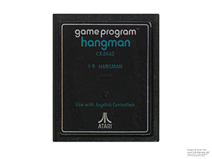 Atari 2600 Hangman Blue Text, Gold Spine and Silver Front Stripe Game Cartridge NTSC