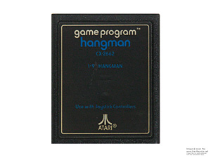 Atari 2600 Hangman Blue Text, Silver Spine and Gold Face Stripes Game Cartridge NTSC