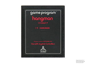 Atari 2600 Hangman Red Text, Gold Spine and Silver Front Stripes Game Cartridge PAL