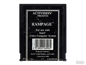 Atari 2600 Rampage Black and White Text Label Game Cartridge PAL Atari 2600 Rampage Black and White Text Label Game Cartridge PAL