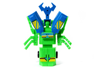 Dragon Drone Bug Bots Buddy L Green Body with Blue Horn in Robot Mode