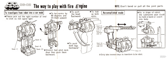 Instructions Sheet for Fire Engine TG-02 Bootleg