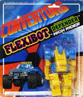 High Rider Convertors Flexibot with Blue Wheels on Card