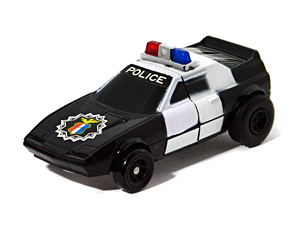 Poilce Card Dashbots Metal Black and White in Patrol Car Mode