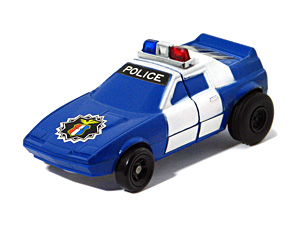Poilce Card Dashbots Metal Blue and White in Patrol Car Mode