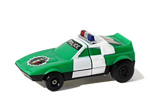 Police Car Dashbots Green Plastic in Patrol Car Mode