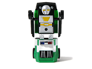 Police Car Dashbots Green Plastic in Robot Mode