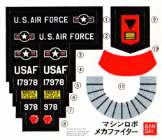 Stickers Sheet for Blackbird Robo Mecha Fighter Bandai Model Kit