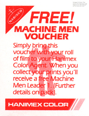 Machine Men Nabisco Hanimex Australian Camera Competition Sticker Back