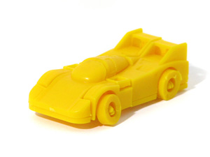 Porsche Robo Yellow Bootleg Mini Model Kit in Race Car Mode