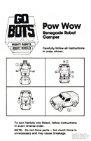 Wendy's Gobots Breez Instructions Booklet