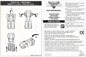 Instructions Sheet for Robo Machines Crasher Sports Car