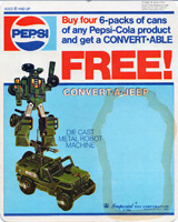 Cardback / Backing Card for Geeper Creeper PEPSI Convertables Convert-A-Jeep Bootleg