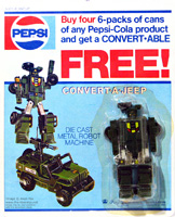 Geeper Creeper PEPSI Convertables Convert-A-Jeep Bootleg on Card