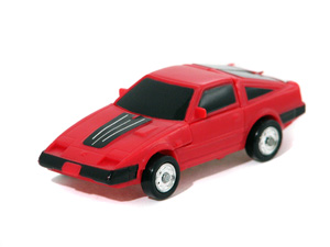 Major Mo in Red Nissan 300ZX Mode