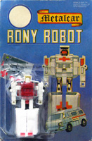 Rony Robot Rest-Q Hungarian Metalcar Bootleg with Red Chest on Card