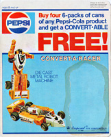 Cardback for Slicks PEPSI Convert-A-Racer Bootleg