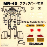 Sticker Sheet for Blackbird Robo MR-45 Machine Robo Series
