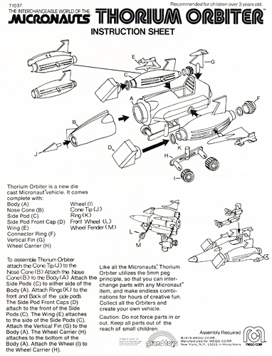 Thorium Orbiter Micronauts Instruction Sheet Canadian release by Grand Toys in English Thorium Orbiter Micronauts Instruction Sheet Canadian release by Grand Toys in English
