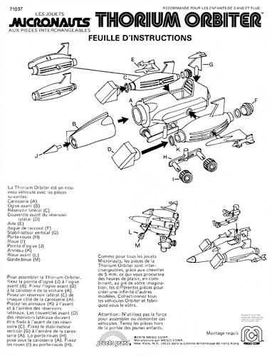 Thorium Orbiter Micronauts Instruction Sheet Canadian release by Grand Toys in French Thorium Orbiter Micronauts Instruction Sheet Canadian release by Grand Toys in French