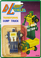DL Robot Vehicles Dump Truck Bootleg White and Blue on Card