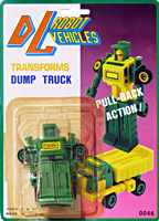 DL Robot Vehicles Dump Truck Bootleg Green on Card