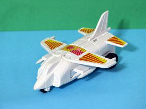 Harrier Jump Jet with Black Rims Robo Tron Buddy L in White Fighter Plane Mode