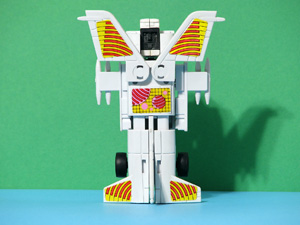 White Harrier Jump Jet with Black Face Robo Tron Buddy L in Robot Mode