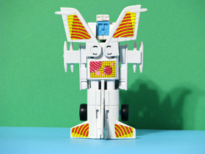 White Harrier Jump Jet with Blue Face Robo Tron Buddy L in Robot Mode