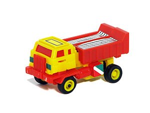 Pull-Back Robot Truck Robotron Bootleg in Red and Yellow Dump Truck Mode
