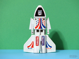 White Space Shuttle with Black Face Surround Robo Tron Buddy L in Robot Mode