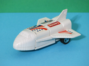 Space Shuttle with Blue Rims Robo Tron Buddy L in White Space Craft Mode
