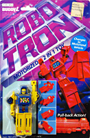 Trashtron Robo Tron blue chest with yellow legs on Card
