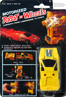 Yellow Motorized Robot on Wheels on Card