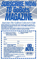 Gobots Magazine Subscription Included with Night Fright