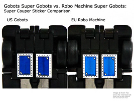 Super Couper Super Gobots and Robo Machine Sticker Colour Comparison