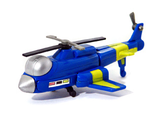 Zybots Chopper with Black Wheels in Blue Helicopter Mode