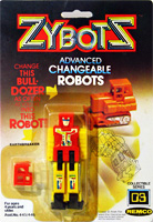 Zybots Earthbreaker with Red Body and Yellow Arms on Black Card