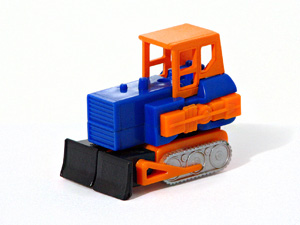 Zybots Rockbuster with Blue Body and Orange Arms in Bulldozer Mode