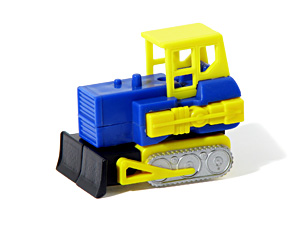 Zybots Rockbuster with Blue Body and Yellow Arms in Bulldozer Mode