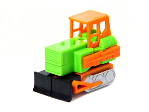 Rockbuster with Green Body and Orange Arms in Bulldozer Mode