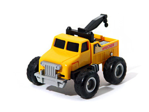 Zybots Wrecker with Thumbs Up Hand Sticker with Grey Rims in Yellow Tow Truck Mode