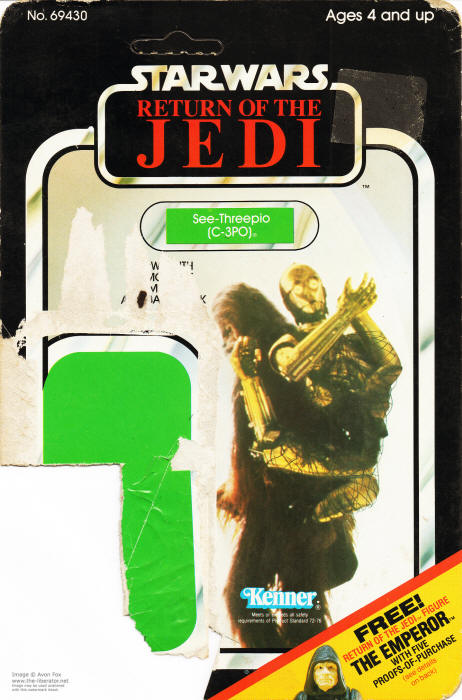 C-3PO Removable Limbs ROTJ65c Emperor Offer 65 Back Backing Card / Cardback