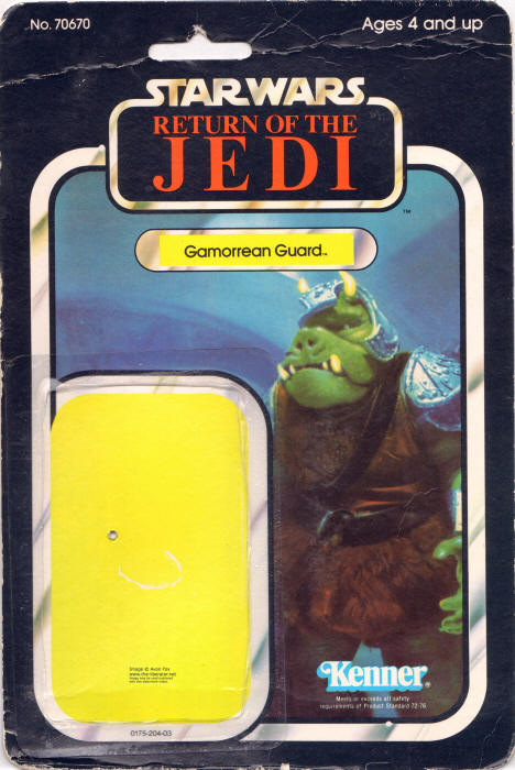 Gamorrean Guard rotj65b 65 Back Backing Card / Cardback