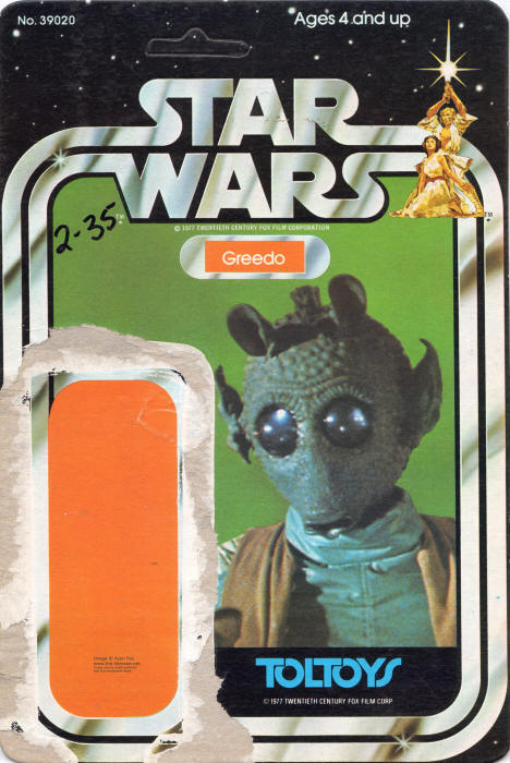 Greedo Toltoys Australian 20 Back Backing Card / Cardback