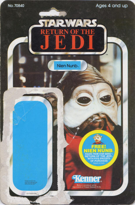 Nien Nunb 65 back Toltoys NSW Australian Card Back / Backing Card Nien Nunm Offer