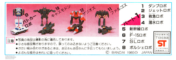 Machine Robo Gachapon Series 2 Catalogue