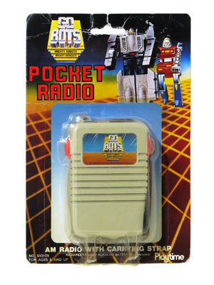 Gobots AM Pocket Radio by Playtime on Card
