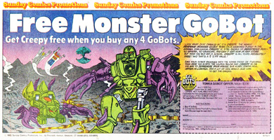 Creepy Gobots Sunday Comics Promotions American Print Ad