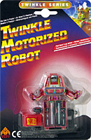 Jeep Twinkle Motorized Robot Red with Rainbow Wash on Card